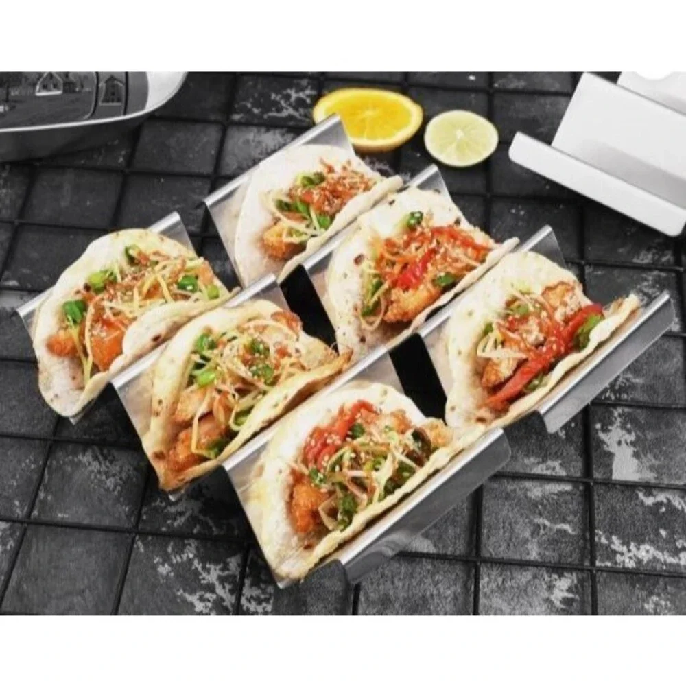 Taco Holder Stand 4 Packs - Stainless Steel Taco Rack Truck Tray Style Oven Safe